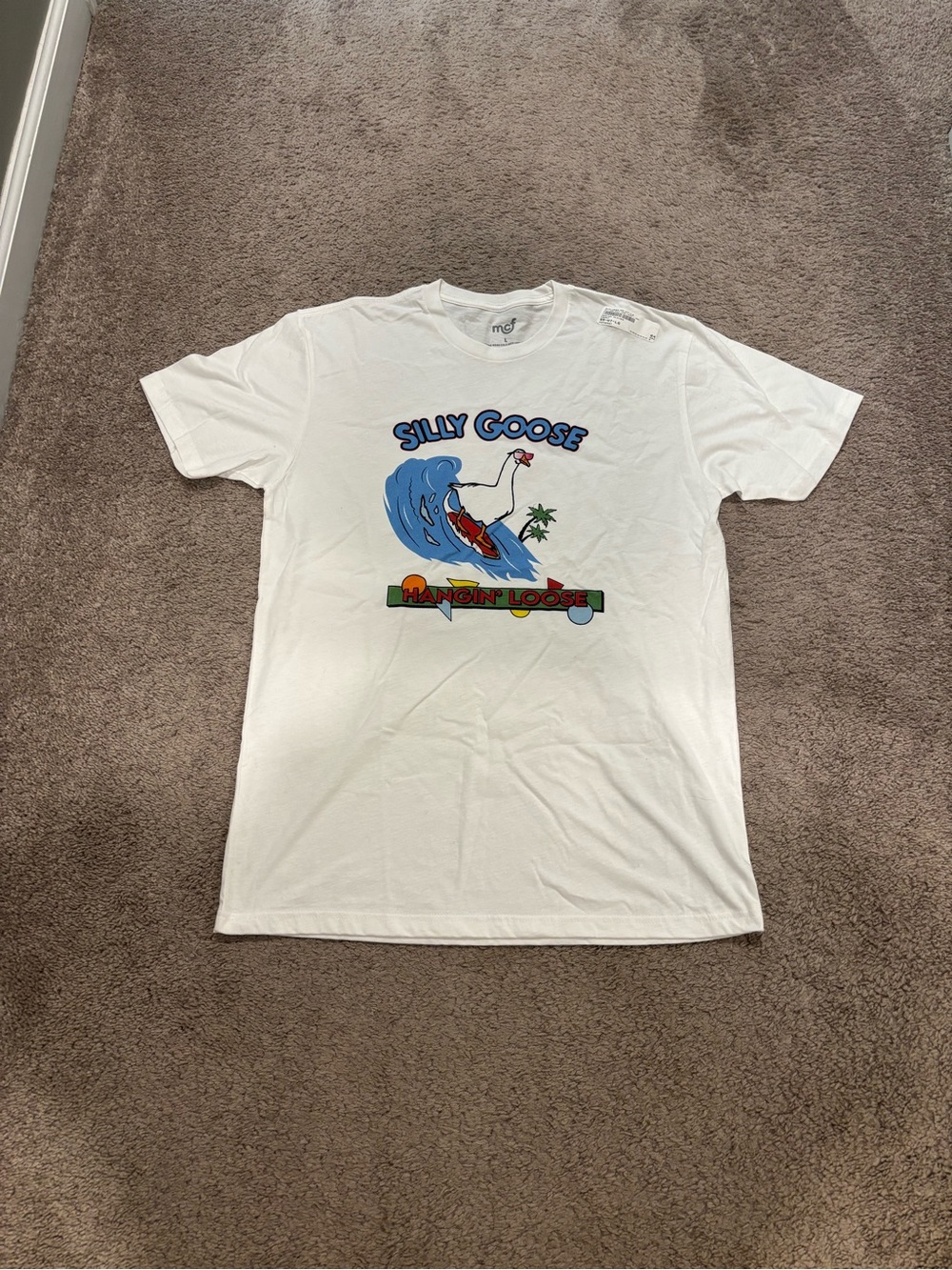 Men’s White Large Silly Goose Hangin’ Loose T-Shirt Size NWT